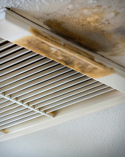 Mold staining around the ceiling HVAC vent